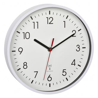 Orologio da parete radiocontrollato analogico con cornice in resina bianca cm Ø24,5x4,2