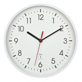 Orologio da parete radiocontrollato analogico con cornice in resina bianca cm Ø24,5x4,2