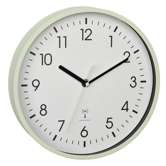 Orologio da parete radiocontrollato analogico con cornice in resina color menta cm Ø24,5x4,2
