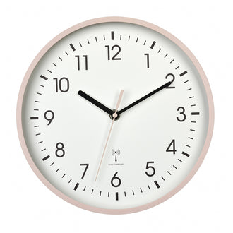 Orologio da parete radiocontrollato analogico con cornice in resina color rosa cm Ø24,5x4,2