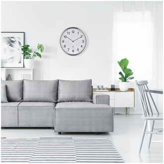 Orologio da parete radiocontrollato analogico XXL con cornice in alluminio cm Ø51