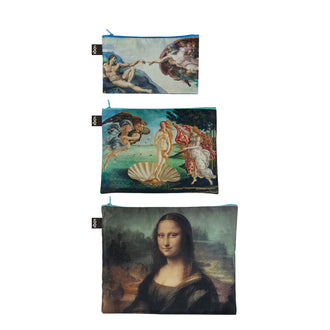 Zip pocket "Museum - Michelangelo, Botticelli, Da Vinci Recycled", confezione assortita da 3 pezzi