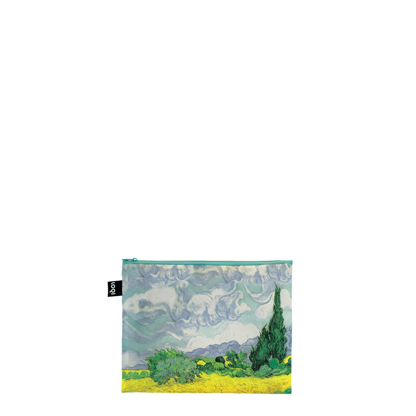Zip pocket "Vincent Van Gogh - Irises, A Wheatfield with Cypresses, The Starry Night Recycled", confezione assortita da 3 pezzi