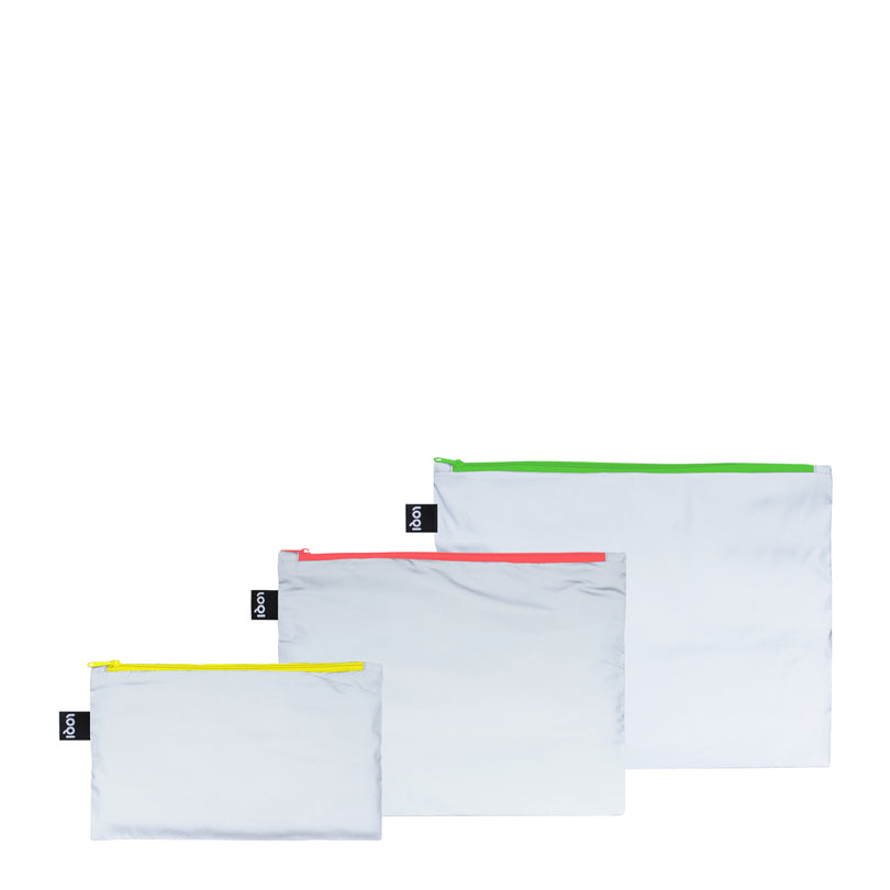 Zip pocket "Reflective  - Neon Recycled", confezione assortita da 3 pezzi