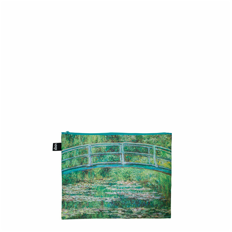 Zip pocket"Claude Monet - Japanese Footbridge, Wild Poppies near Argenteuil, Water Lillies Recycled", confezione assortita da 3 pezzi