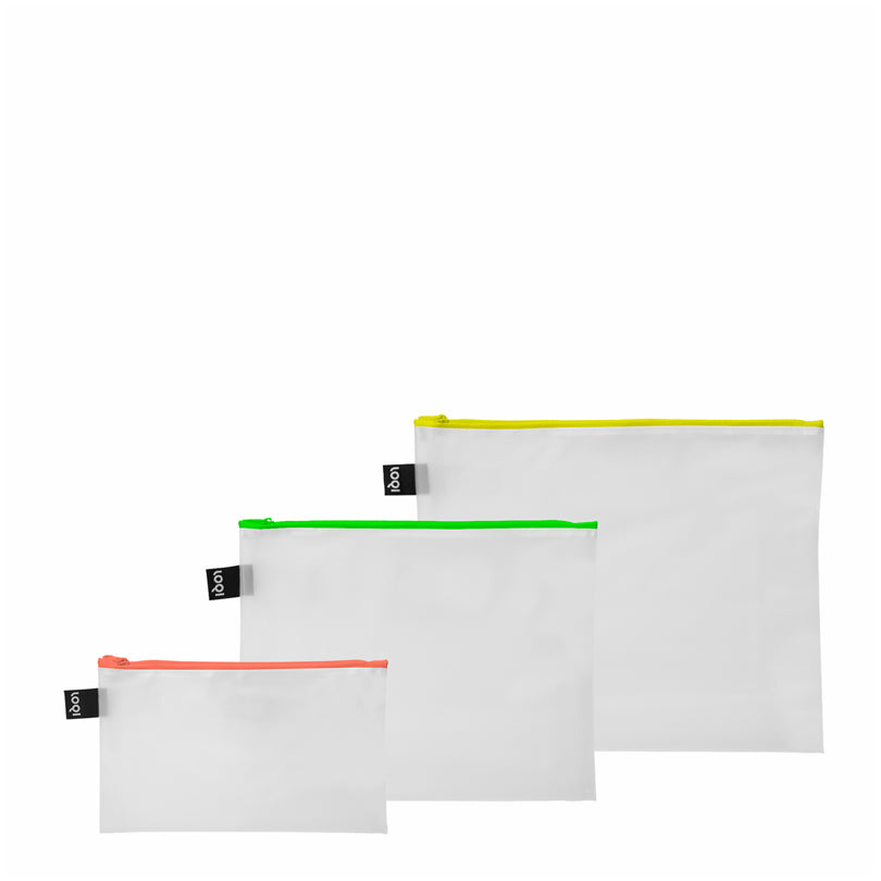 Zip pocket "Milky Neon", confezione assortita da 3 pezzi