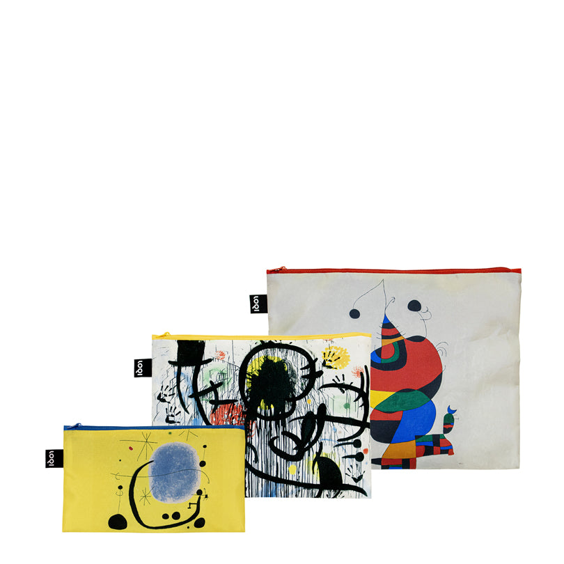 Zip pocket "Joan Miró - Woman, Bird and Star, May 68, Gold of Azure Recycled", confezione assortita da 3 pezzi