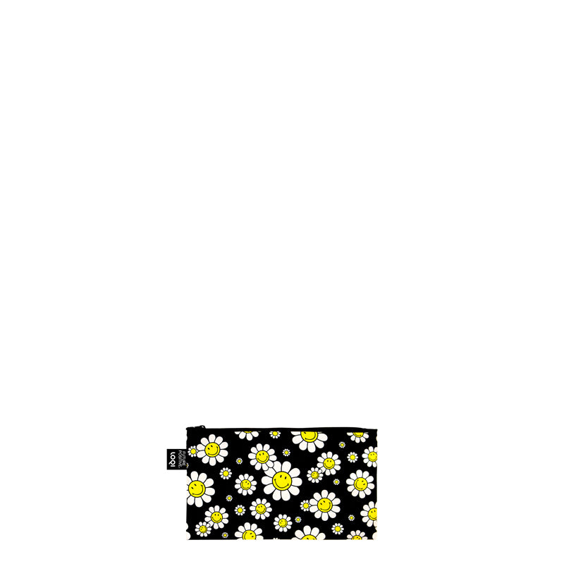 Zip pocket "Smiley - Flowers Black/Aquarius/Raspberry Recycled", confezione assortita da 3 pezzi