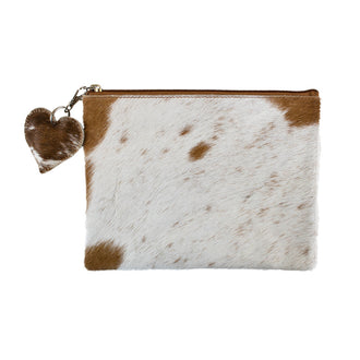Portamonete/Borsetta multiuso con zip "Pelle di mucca" cm 22x16x1