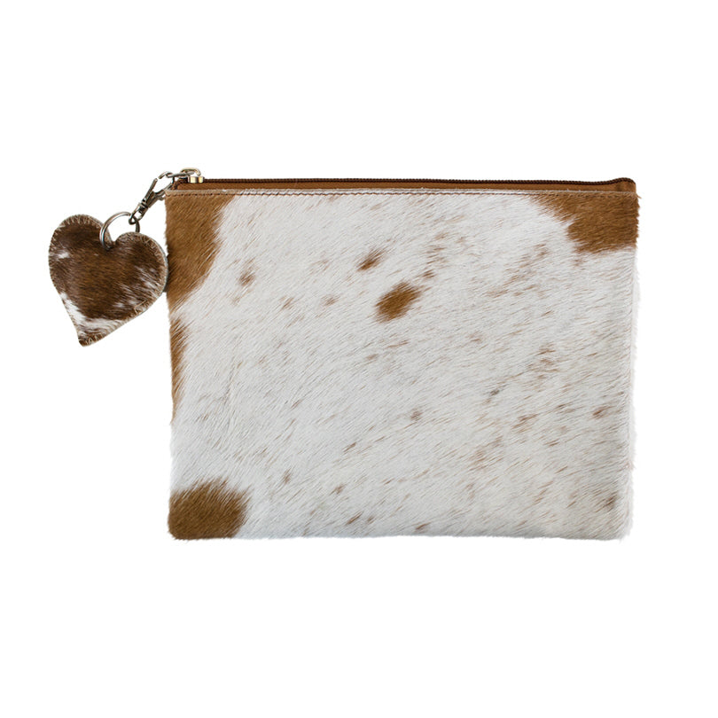 Portamonete/Borsetta multiuso con zip "Pelle di mucca" cm 22x16x1