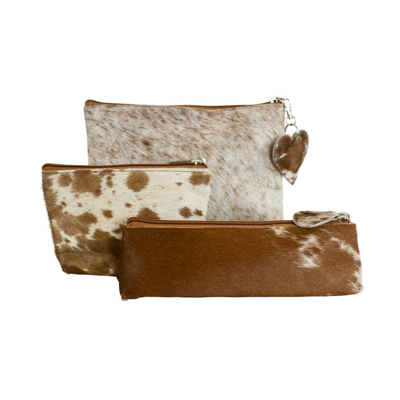 Portamonete/Borsetta multiuso con zip "Pelle di mucca" cm 22x16x1