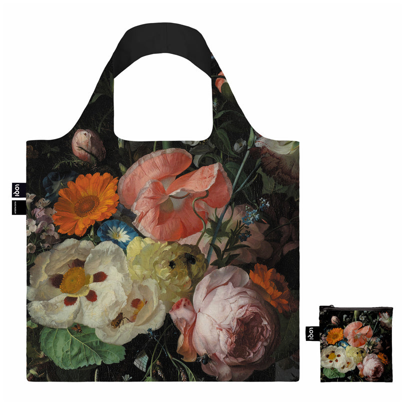 Borsa spesa "Rachel Ruysch - Still Life with Flowers on a Marble Tabletop Recycled" cm 50x42/69