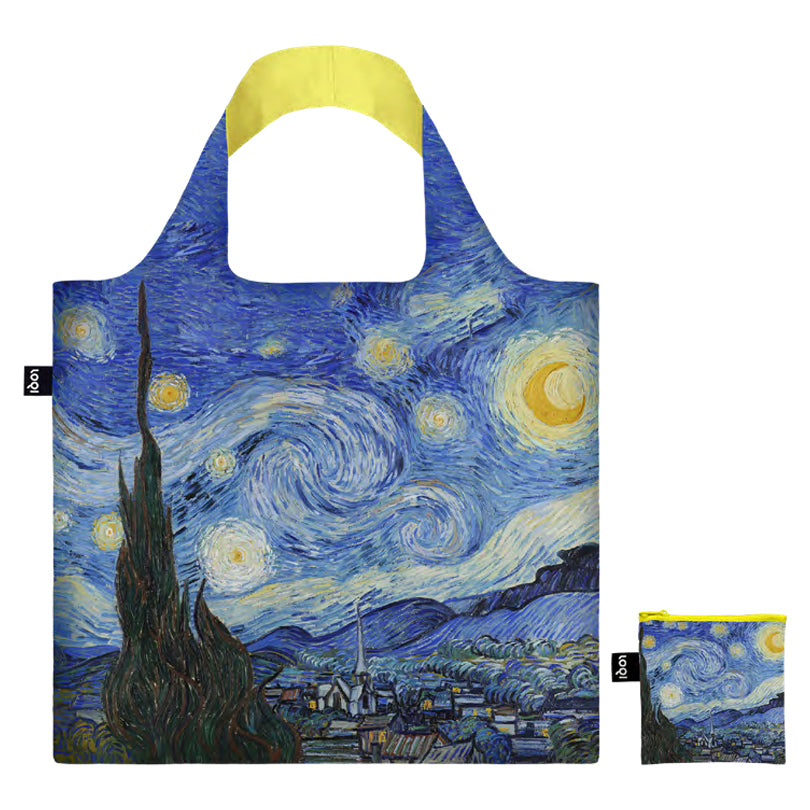 Borsa spesa "Vincent van Gogh - Starry Night Neon Yellow Recycled" cm 50x42/69
