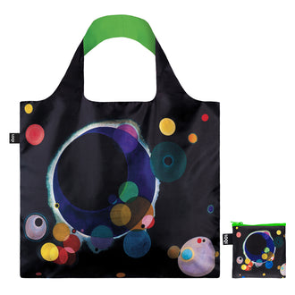 Borsa spesa "Wassily Kandinsky - Several Circles Neon Green Recycled" cm 50x42/69