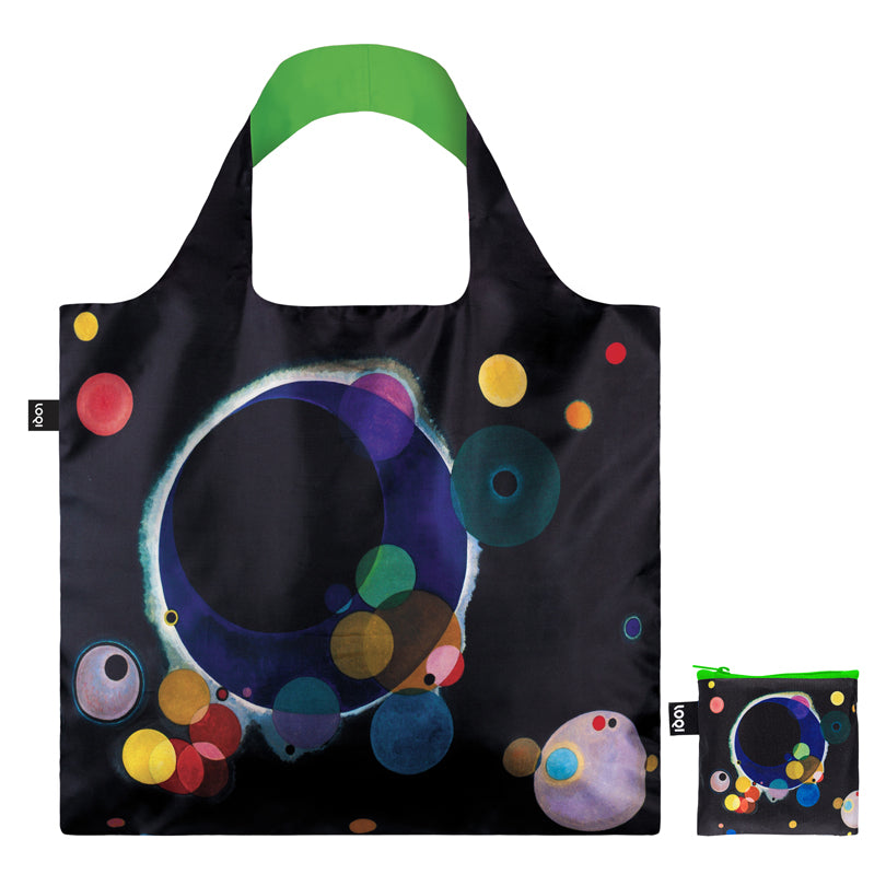 Borsa spesa "Wassily Kandinsky - Several Circles Neon Green Recycled" cm 50x42/69