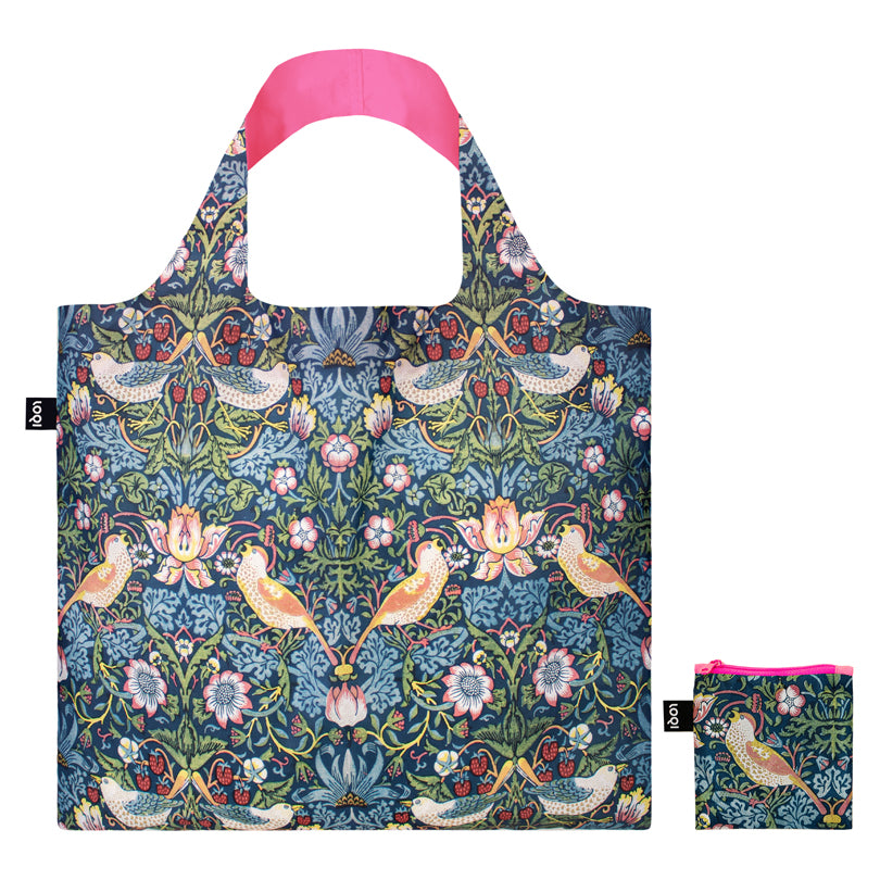Borsa spesa "William Morris - The Strawberry Thief Neon Pink Recycled" cm 50x42/69