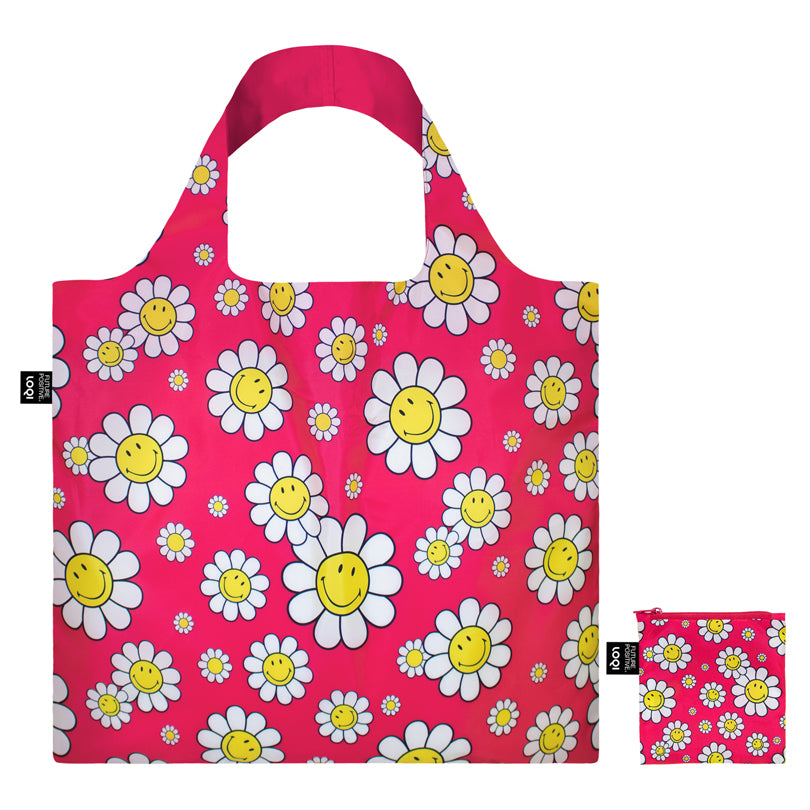 Borsa spesa "Smiley - Flowers Raspberry Recycled" cm 50x42/69