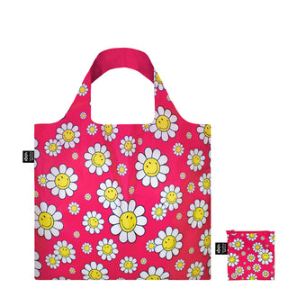 Borsa spesa medium "Smiley - Flowers Raspberry Recycled" cm 36x45