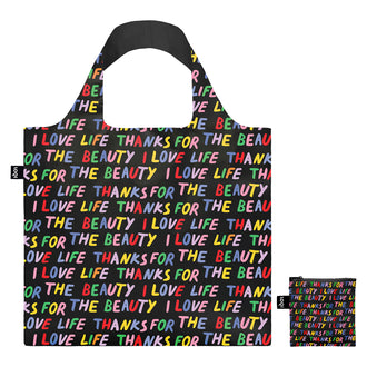 Borsa spesa "Glitter Power - Love Life Black Recycled" cm 50x42/69