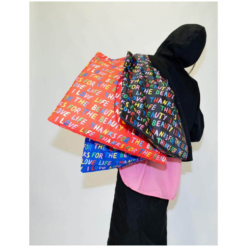 Borsa spesa "Glitter Power - Love Life Black Recycled" cm 50x42/69