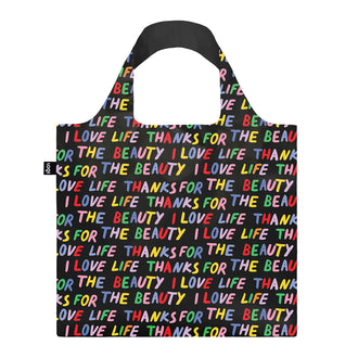 Borsa spesa "Glitter Power - Love Life Black Recycled" cm 50x42/69