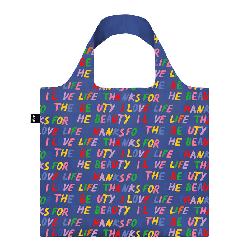 Borsa spesa "Glitter Power - Love Life Blue Recycled" cm 50x42/69