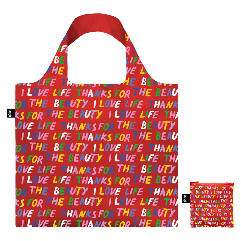 Borsa spesa "Glitter Power - Love Life Red Recycled" cm 50x42/69