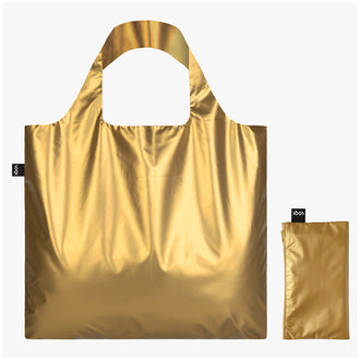 Borsa spesa "Metallic - Gold", con custodia con zip (cm 23x14) cm 50x42/69