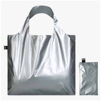 Borsa spesa "Metallic - Silver", con custodia con zip (cm 23x14) cm 50x42/69