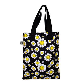 Zainetto/Borsa reversibile "Smiley - Flowers Black & Aquarius Recycled" cm 34x43,5