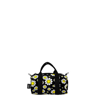 Borsa da viaggio/Weekender mini "Smiley - Flowers Black Recycled" cm 30x15