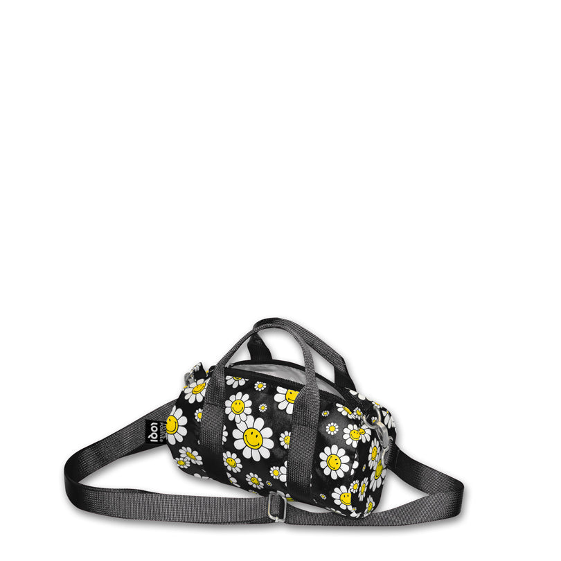 Borsa a tracolla "Smiley - Flowers Black Recycled" cm 20x10x10