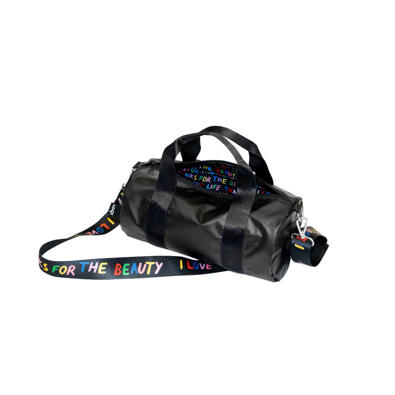 Borsa da viaggio/Weekender mini "Glitter Power - Love Life Metallic Black" cm 30x15