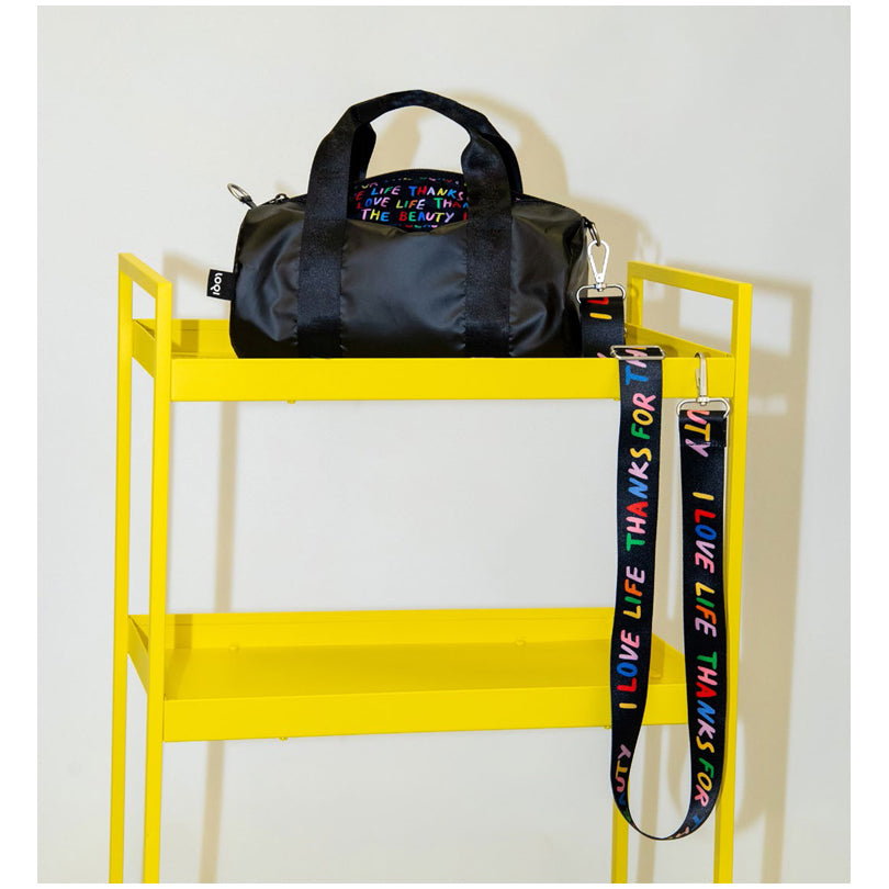 Borsa da viaggio/Weekender mini "Glitter Power - Love Life Metallic Black" cm 30x15