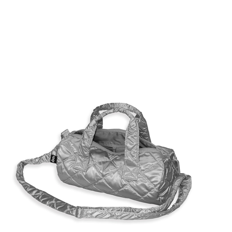 Borsa da viaggio/Weekender mini "Metallic - Silver Puffy" cm 30x15