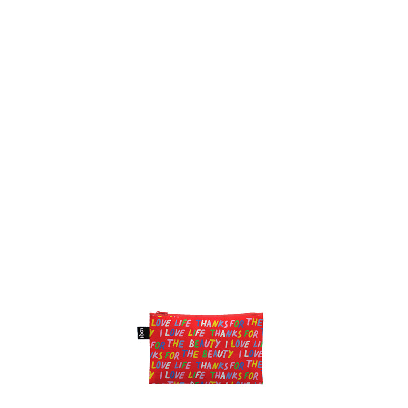 Zip pocket "Glitter Power - Love Life Blue, Black and Red Recycled", confezione assortita da 3 pezzi