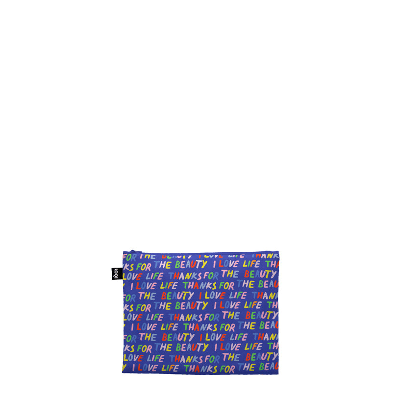 Zip pocket "Glitter Power - Love Life Blue, Black and Red Recycled", confezione assortita da 3 pezzi