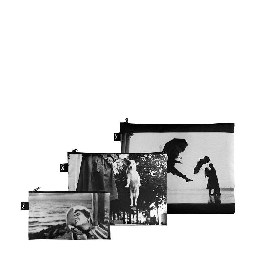 Zip pocket "Elliot Erwitt - Eiffel Tower, Dog Jumping and California Kiss Recycled", confezione assortita da 3 pezzi