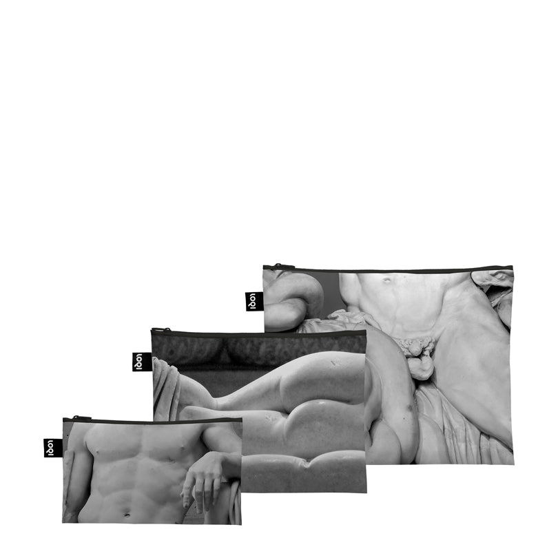 Zip pocket "Statue - Marble Bodies Recycled", confezione assortita da 3 pezzi cm 13-25X23-32