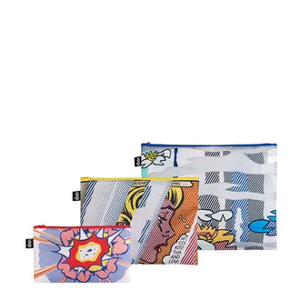 Zip pocket "Roy Lichtenstein - Lily Pond, Reflections on Girl, Explosion", confezione assortita da 3 pezzi cm 13-25X23-32