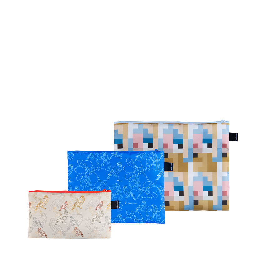 Zip pocket "Mauritshuis - Vermeer, De Heem, Fabritius", confezione assortita da 3 pezzi cm 13-25X23-32