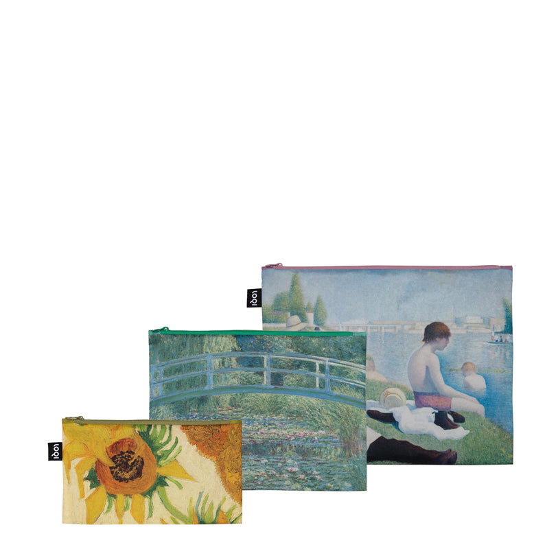 Zip pocket "Impressionism - Seurat, Monet, Van Gogh", confezione assortita da 3 pezzi cm 13-25X23-32