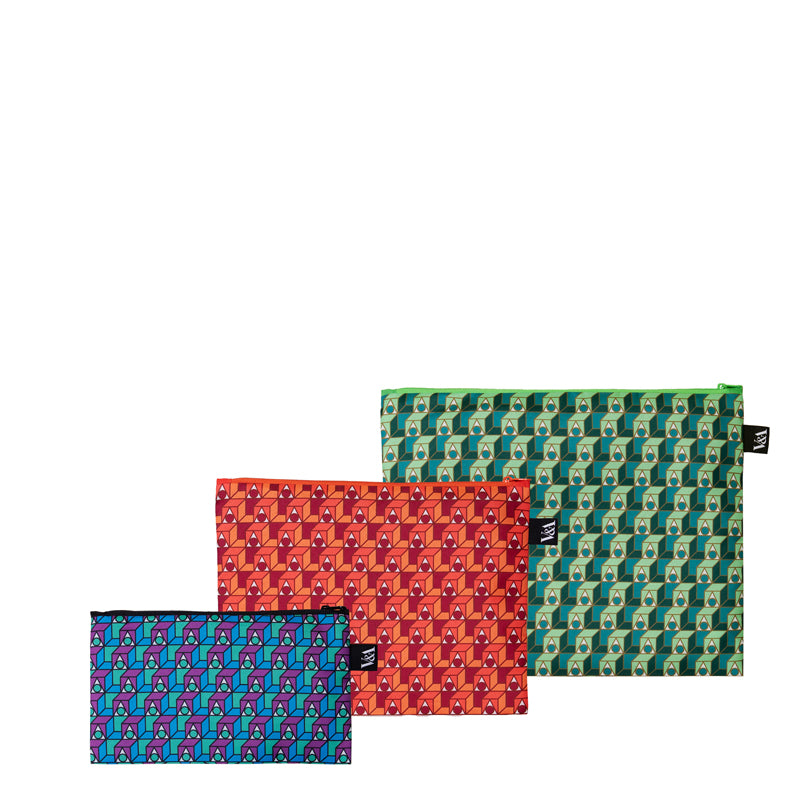 Zip pocket "Nigel Quiney - Carnival 3, Typhoon3 and Bullseye 3", confezione assortita da 3 pezzi cm 13-25X23-32