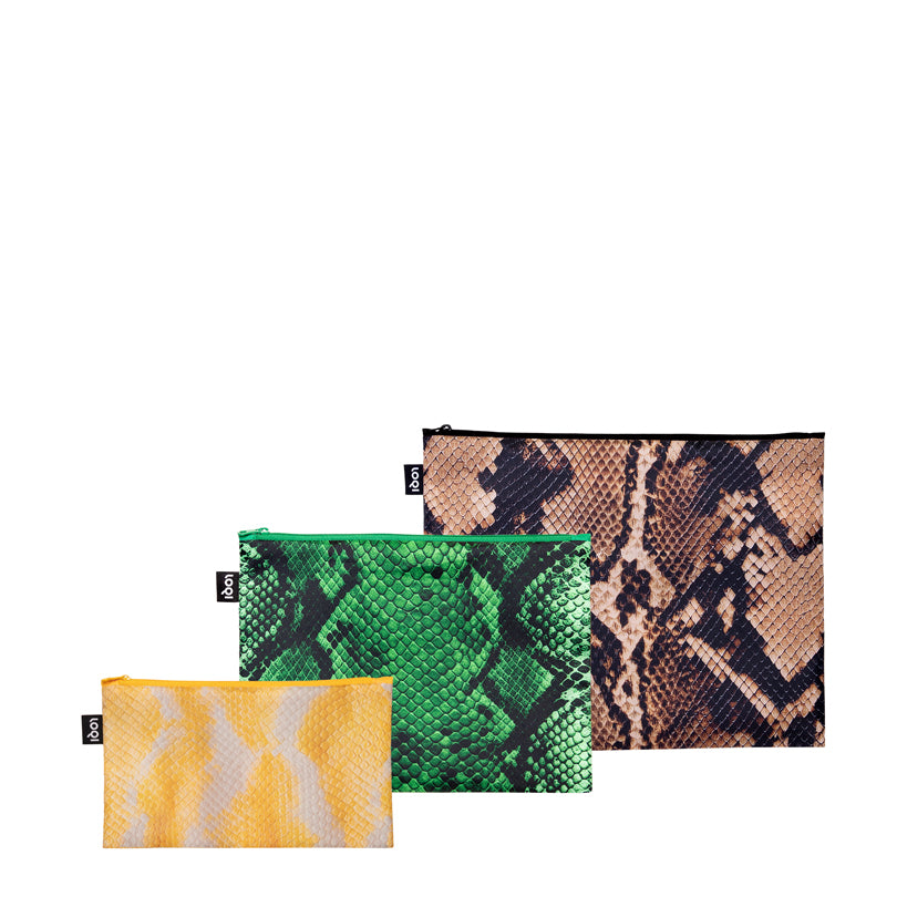 Zip pocket "Snake", confezione assortita da 3 pezzi cm 13-25X23-32