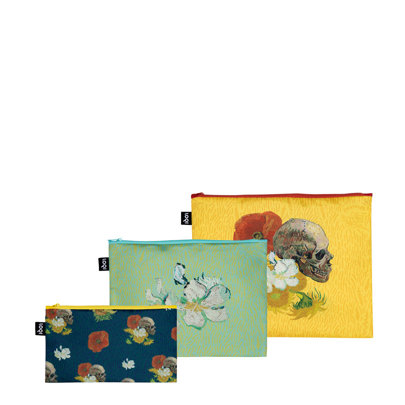 Zip pocket "Vincent Van Gogh - Skull", confezione assortita da 3 pezzi cm 13-25X23-32