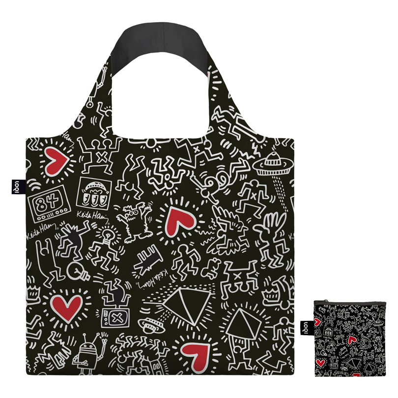 Borsa spesa "Keith Haring - Black Pattern Recycled" cm 50x42/69