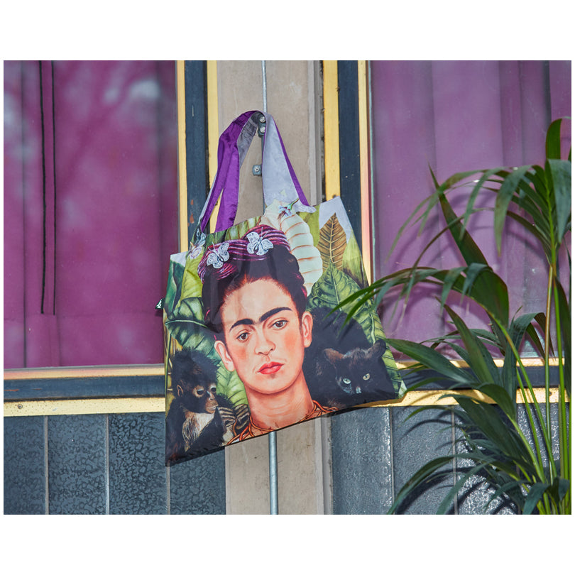 Borsa spesa "Frida Kahlo - Self Portrait with Hummingbird" cm 50x42/69