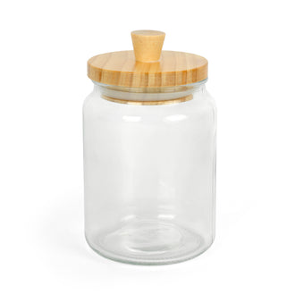 Vasetto di stoccaggio tondo con coperchio in legno cm Ø10x16,5