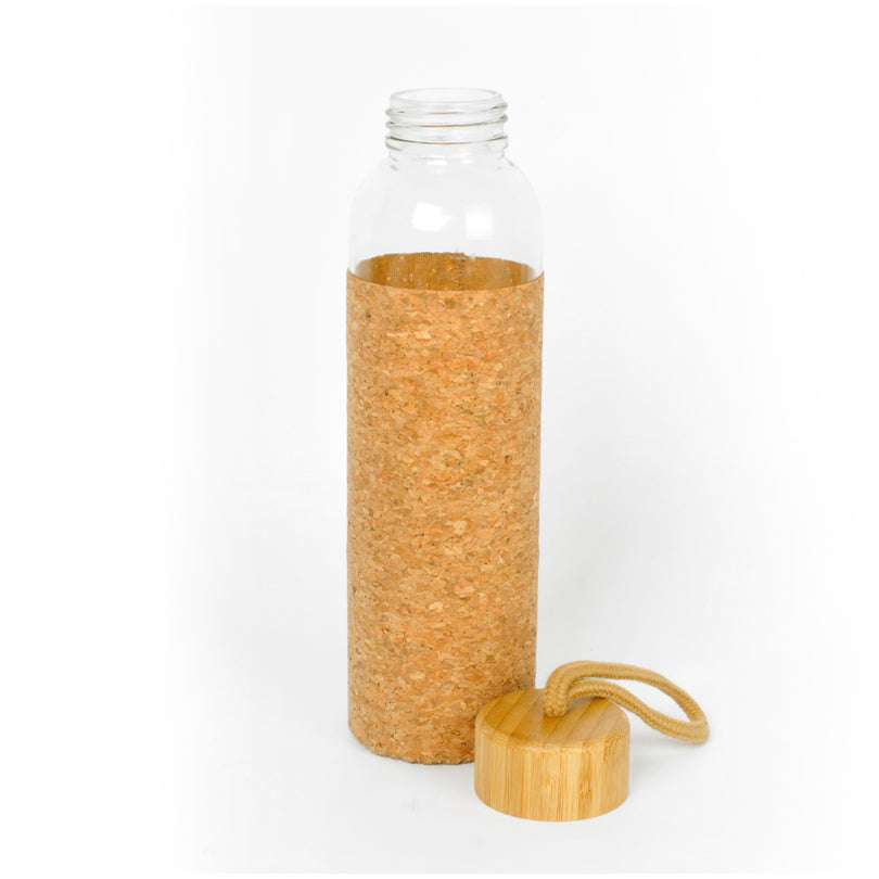 Borraccia con custodia in sughero e coperchio in bambù l 0,5/cm Ø6x23