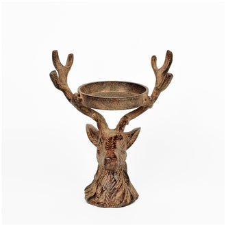 Portacandela "Testa di Cervo" per 1 candela cilindrica cm 18x11x19,5